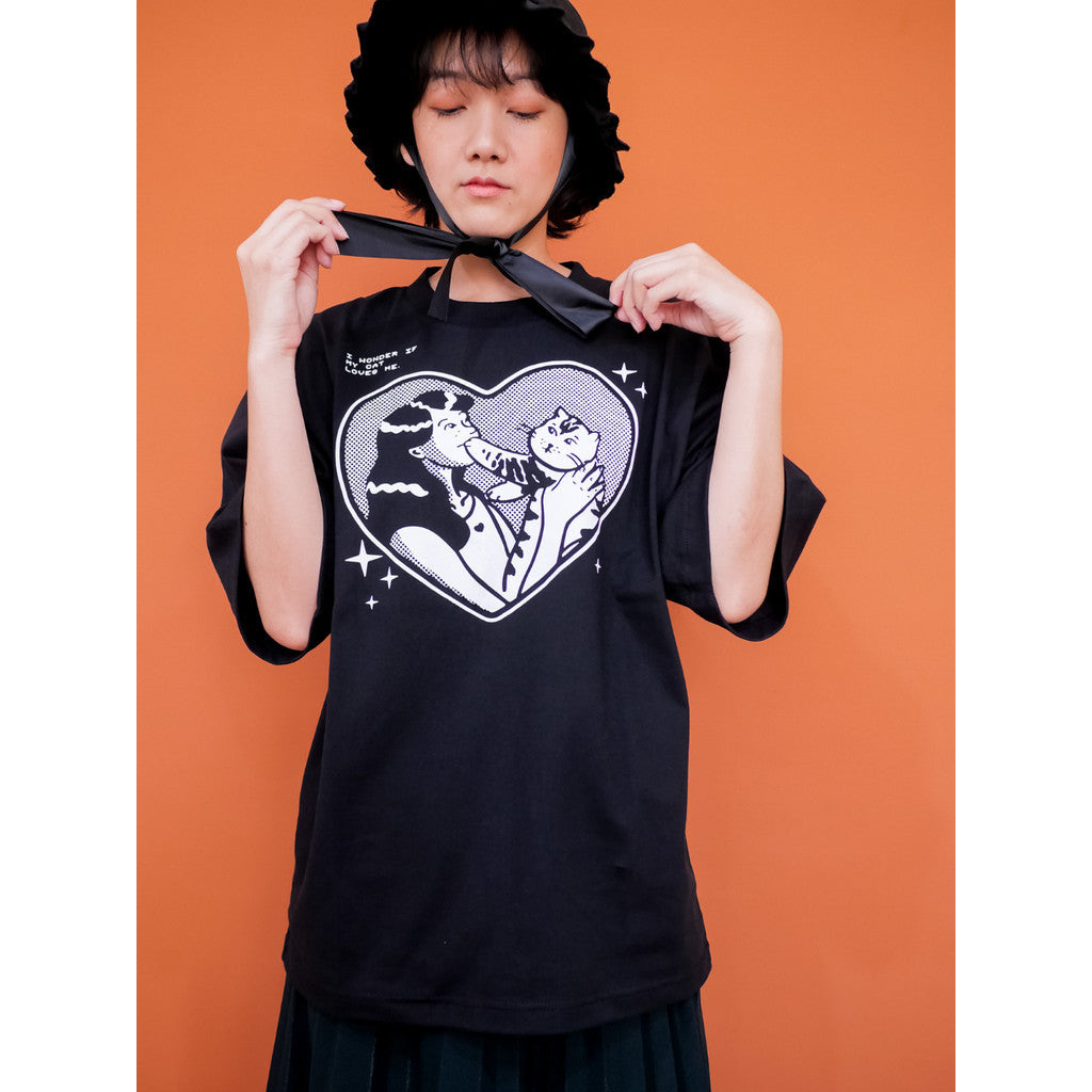 Strayandcool "I wonder if my cat loves me" Oversized T-shirt