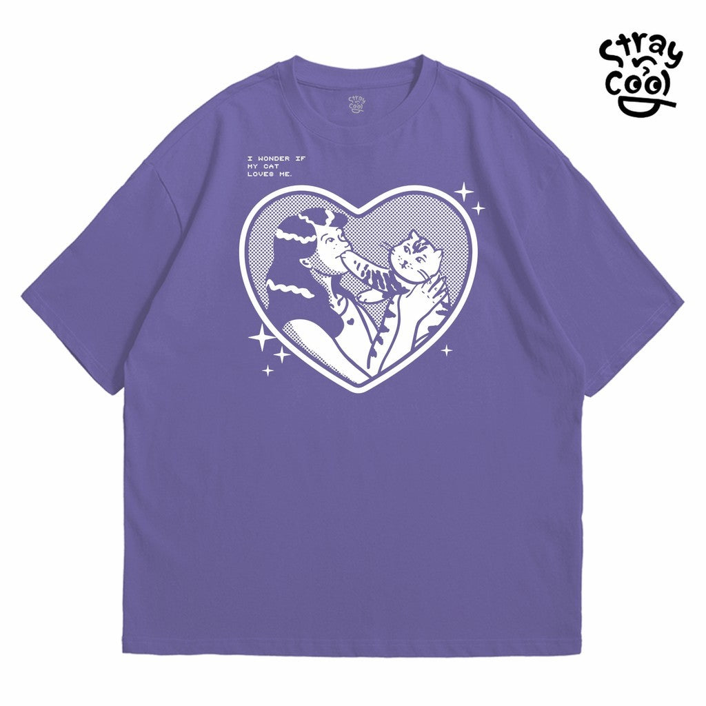 Strayandcool "I wonder if my cat loves me" Oversized T-shirt