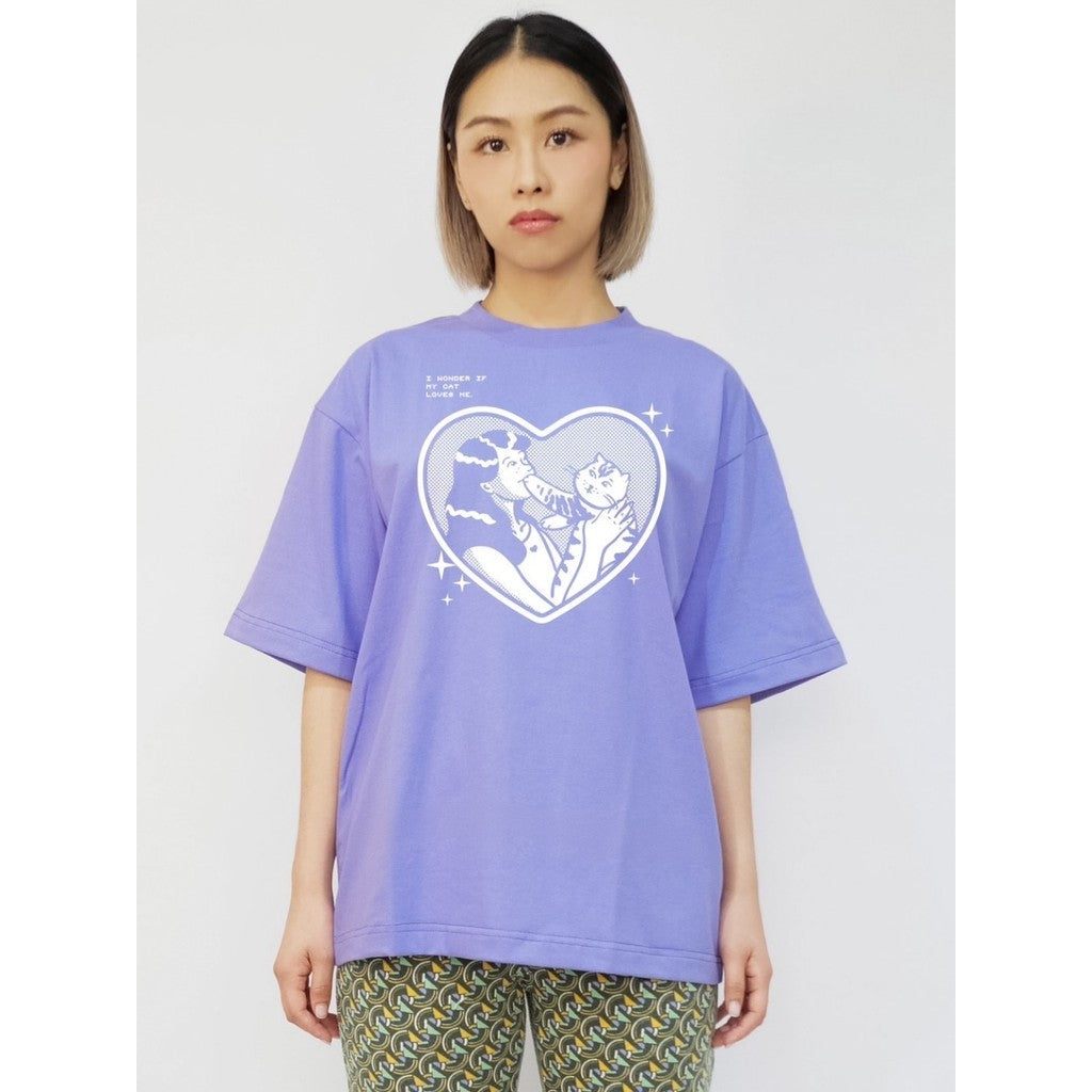 Strayandcool "I wonder if my cat loves me" Oversized T-shirt