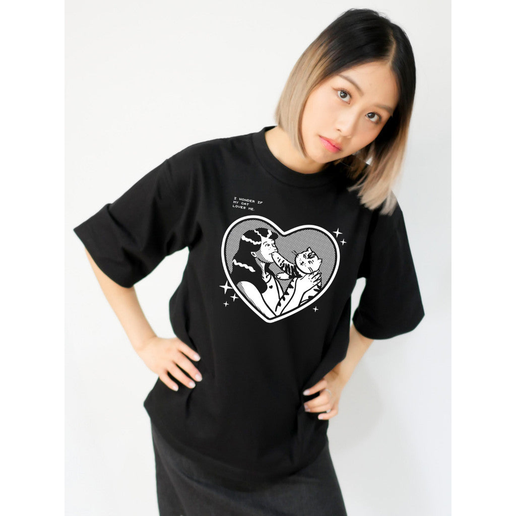 Strayandcool "I wonder if my cat loves me" Oversized T-shirt