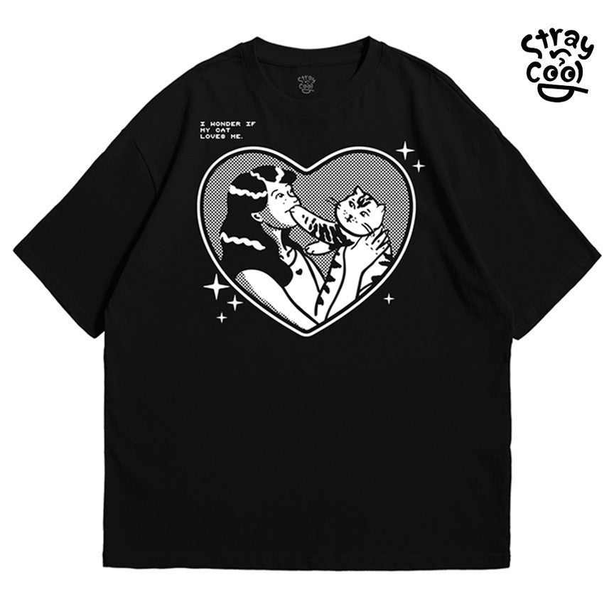 Strayandcool "I wonder if my cat loves me" Oversized T-shirt