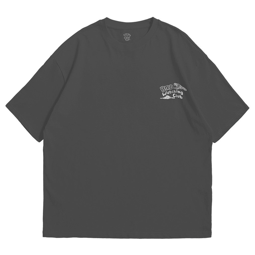 Strayandcool "Bird Watching Club" Oversized T-shirt, Washed Fabric, Cracked Texture