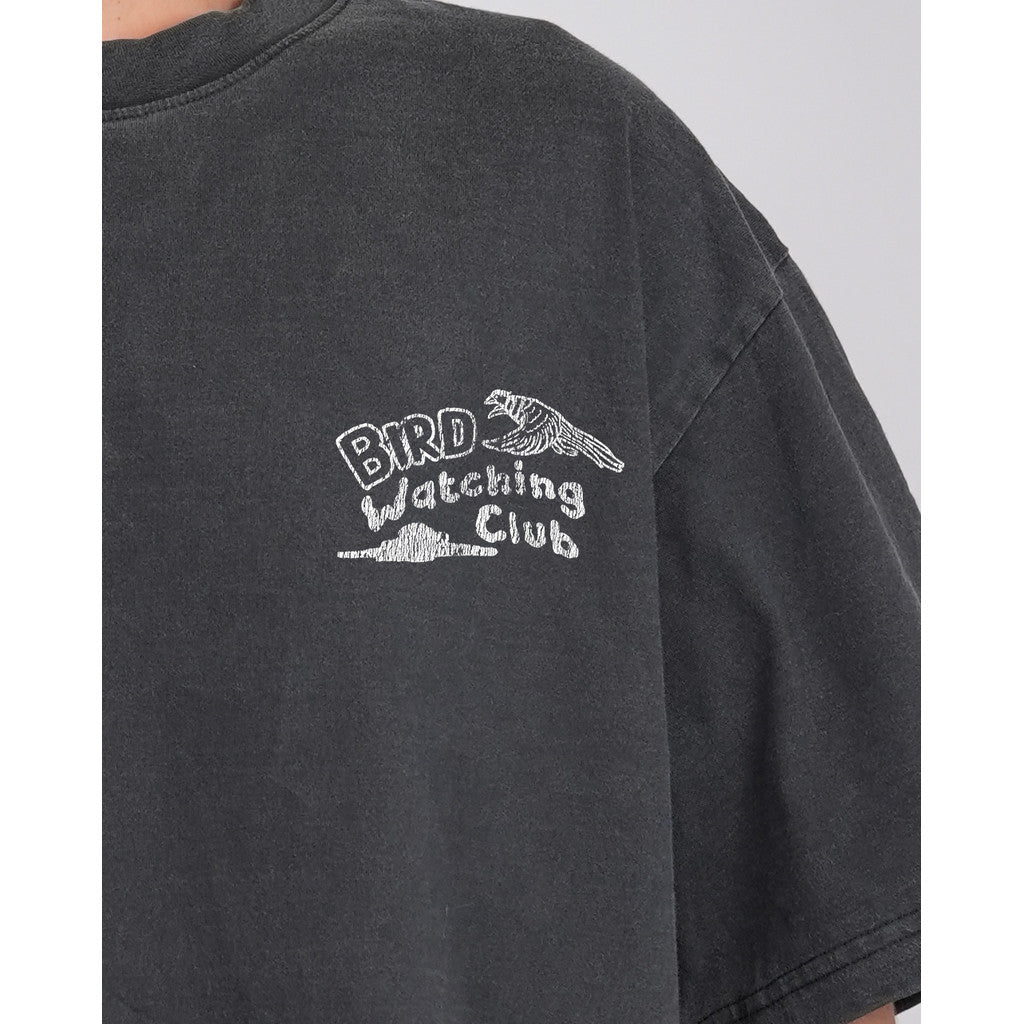 Strayandcool "Bird Watching Club" Oversized T-shirt, Washed Fabric, Cracked Texture